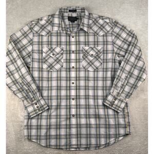 Pendleton Frontier Shirt Mens Large Blue Plaid Long Sleeve Pearl Snap Westernds